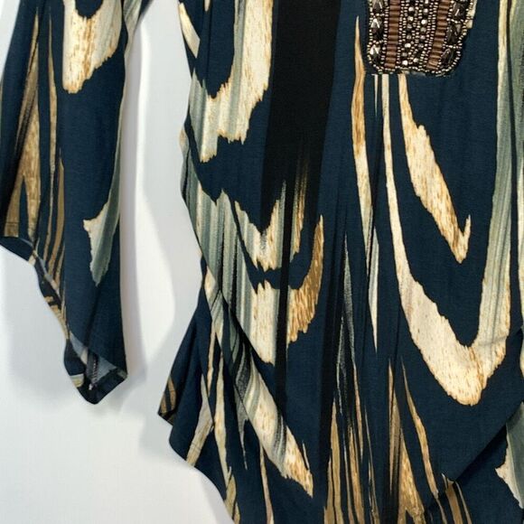 Boston Proper Women's Abstract Striped Long Bell Sleeve Top Multicolor Size XS - Picture 3 of 11